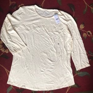 Laura Scott Ivory LS T-Shirt Embroidered Detail S